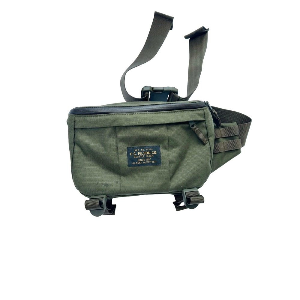 Filson Dry Waist Pack Olive Green Ripstop Nylon Hiking Fishing Hip Bag 20115951